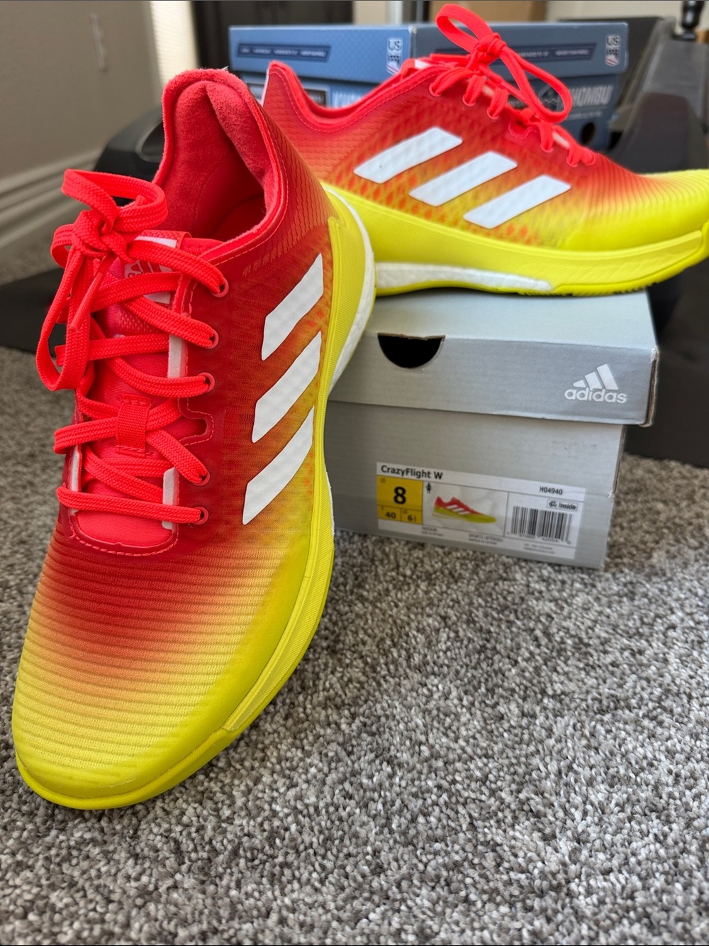 adidas CrazyFlight W Red Yellow White Athletic Shoes Volleyball